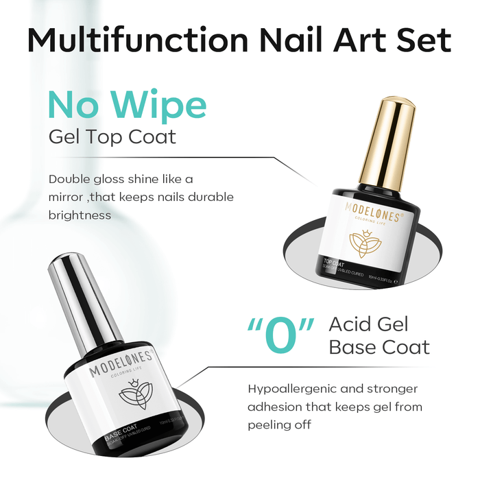 Nail Prep Dehydrator & Nail Primer with Base & Top Coat Set 10ml Top&Base Coat MODELONES #