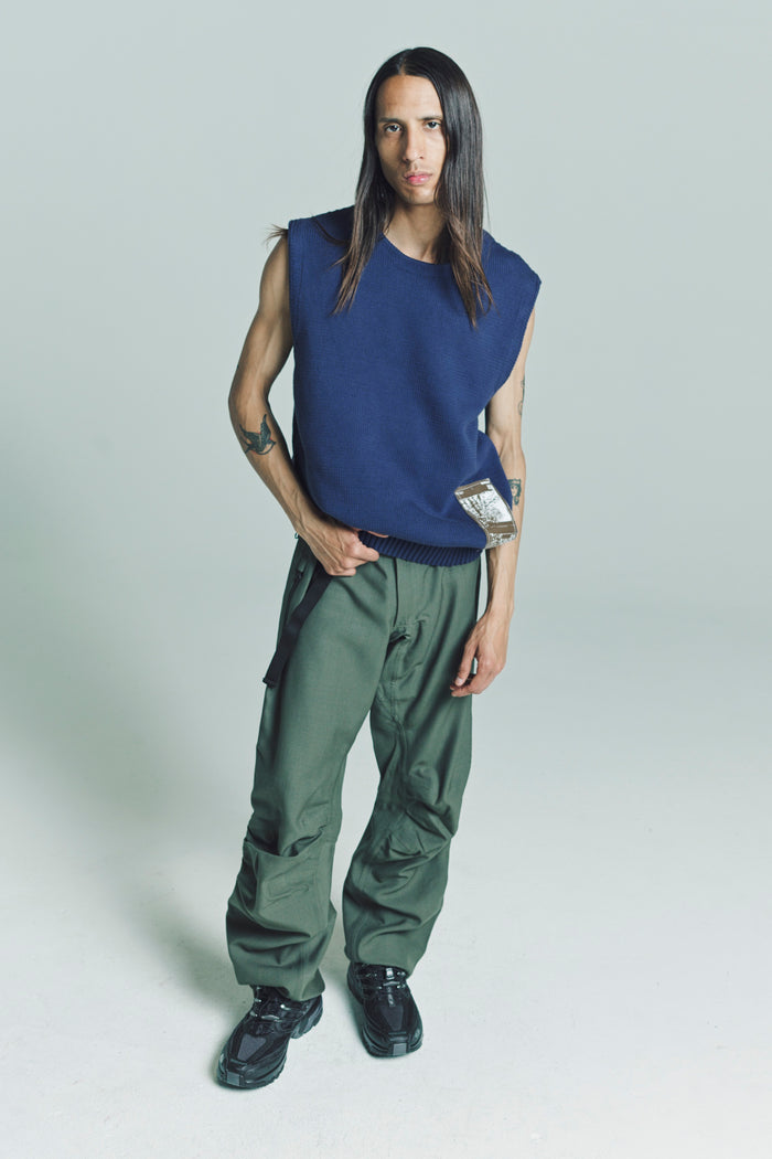 Navy Cotton Knit Vest | GR10K | DEPARTAMENTO