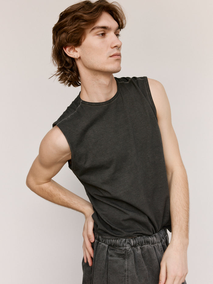 NO.33 Black Organic Cotton Sleeveless T-Shirt | Gabriela Coll Garments | DEPARTAMENTO