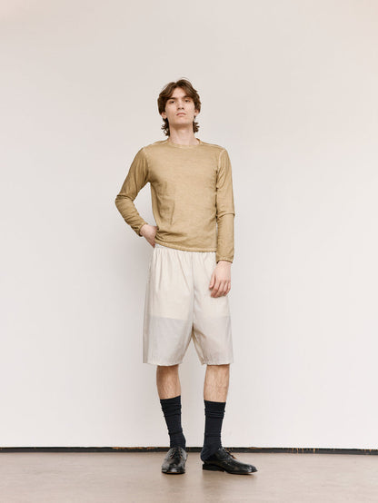NO.87 Off Green Organic Cotton Long Sleeve T-Shirt | Gabriela Coll Garments | DEPARTAMENTO