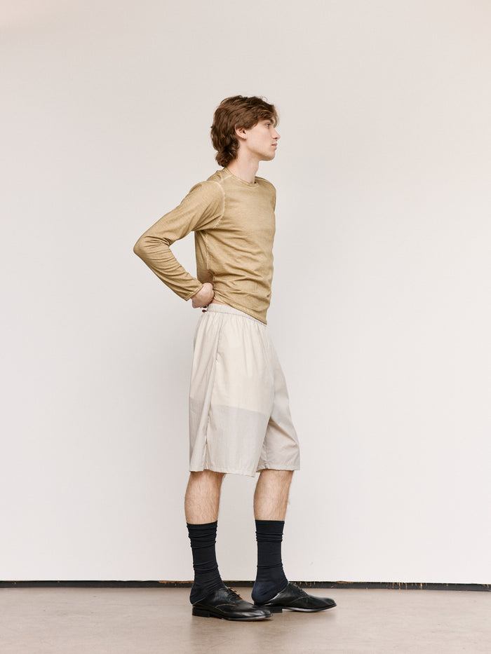 NO.87 Off Green Organic Cotton Long Sleeve T-Shirt | Gabriela Coll Garments | DEPARTAMENTO