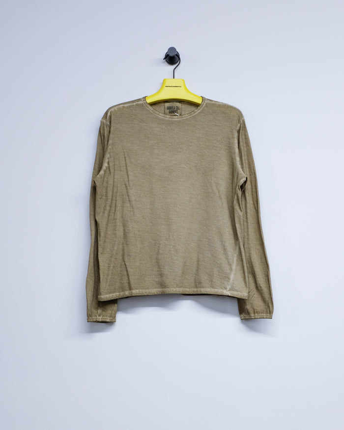 NO.87 Off Green Organic Cotton Long Sleeve T-Shirt | Gabriela Coll Garments | DEPARTAMENTO
