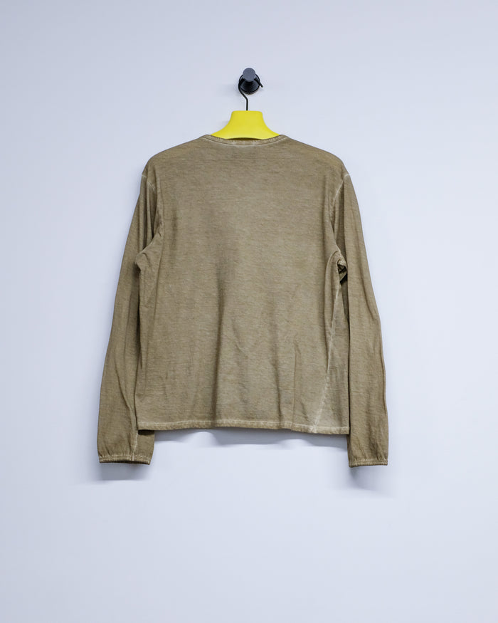 NO.87 Off Green Organic Cotton Long Sleeve T-Shirt | Gabriela Coll Garments | DEPARTAMENTO
