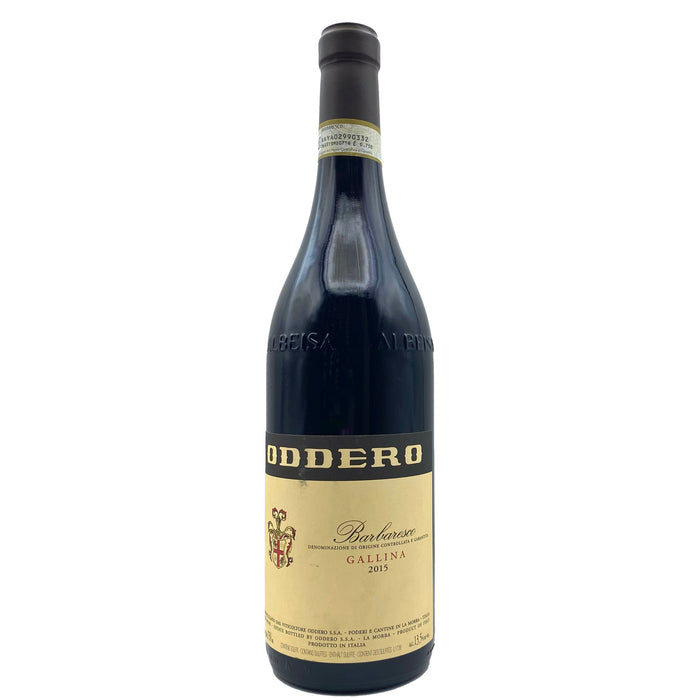 Oddero Barbaresco Gallina 2021 wine bottle with dark glass and cream label