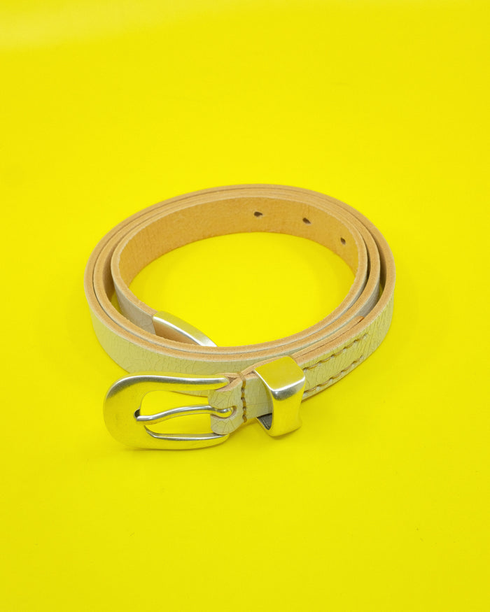 Off White Cracked Leather 2CM Belt