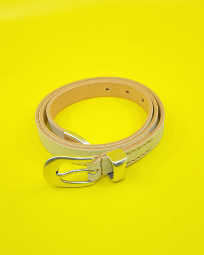 Off White Cracked Leather 2CM Belt