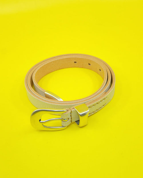 Off White Cracked Leather 2CM Belt