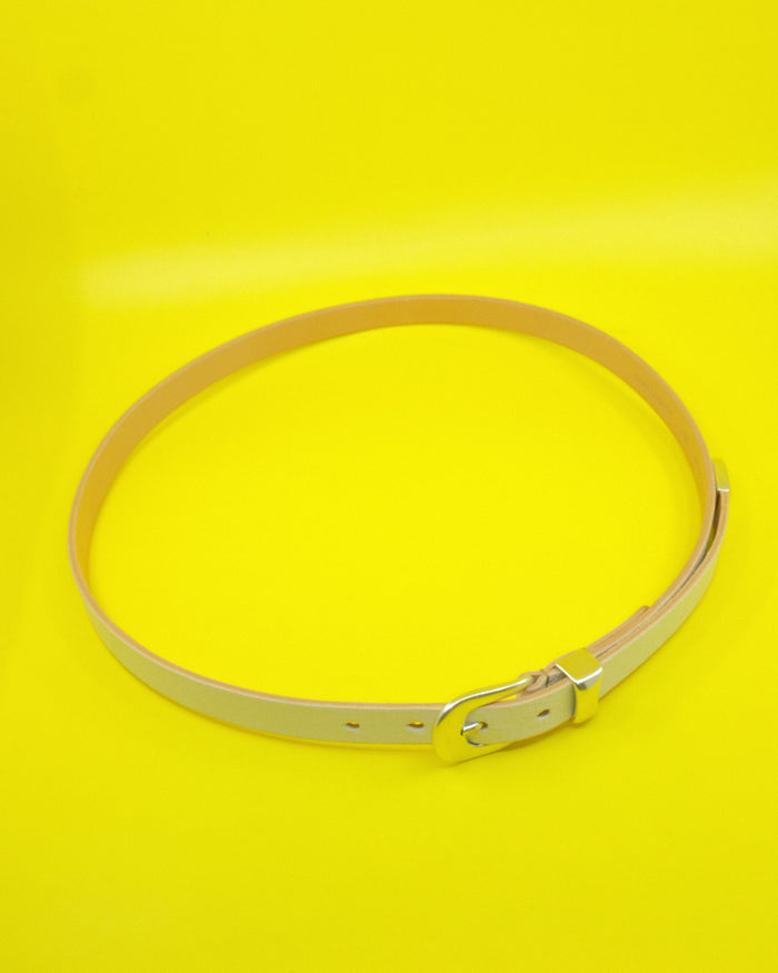 Off White Cracked Leather 2CM Belt