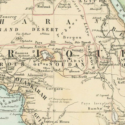 Old Spherical Map of Africa by Garnier, 1860