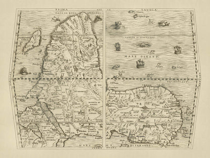 Old Upside Down Map of Africa by Ramusio, 1554