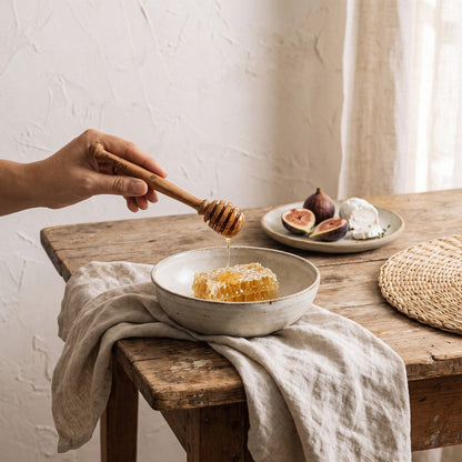 Olive Wood Honey Dipper, styled at home