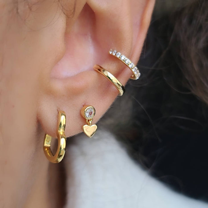 Open Heart Hinged Huggie Hoops | 18K GV