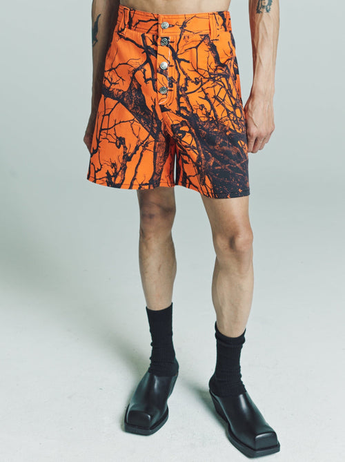Orange Static Camo Twill Carpenter Shorts