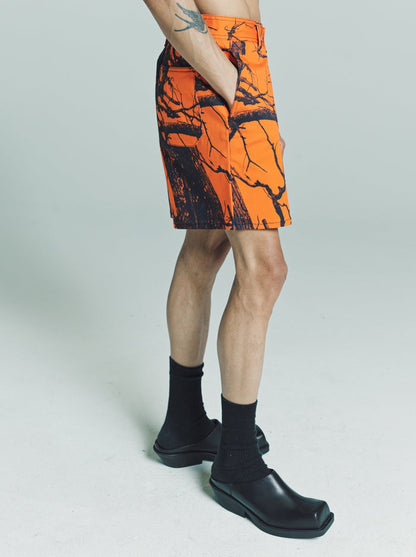 Orange Static Camo Twill Carpenter Shorts