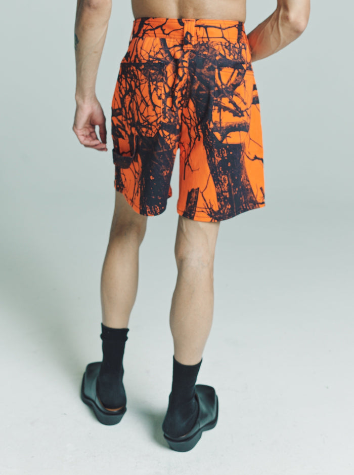 Orange Static Camo Twill Carpenter Shorts