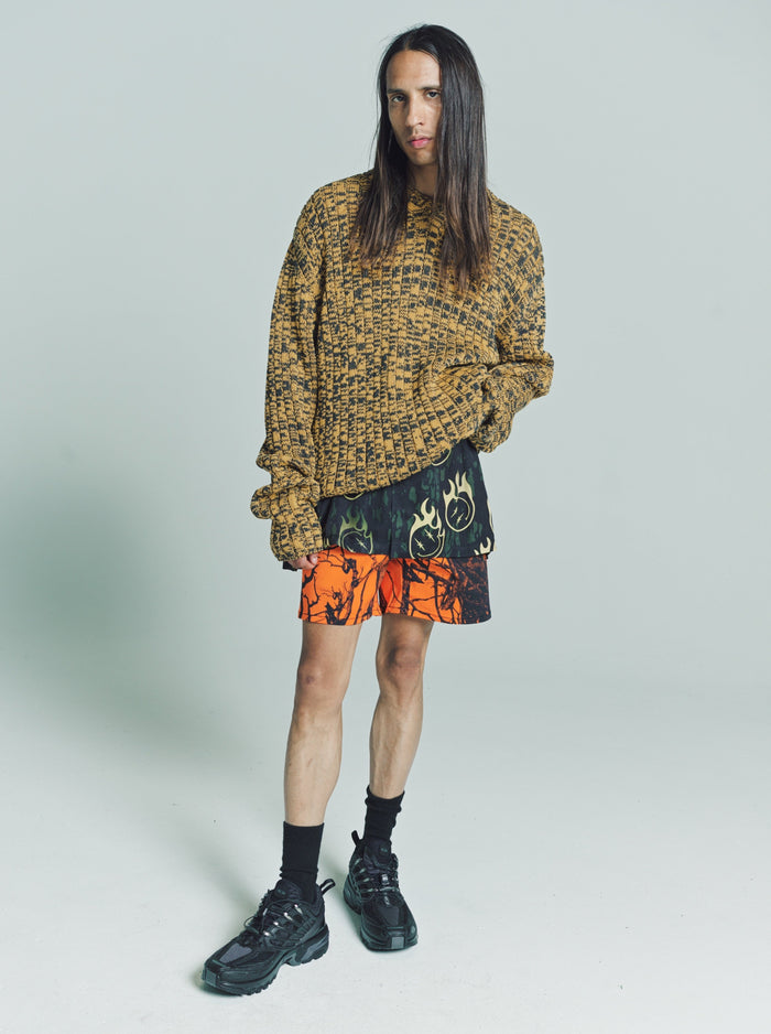 Orange Static Camo Twill Carpenter Shorts