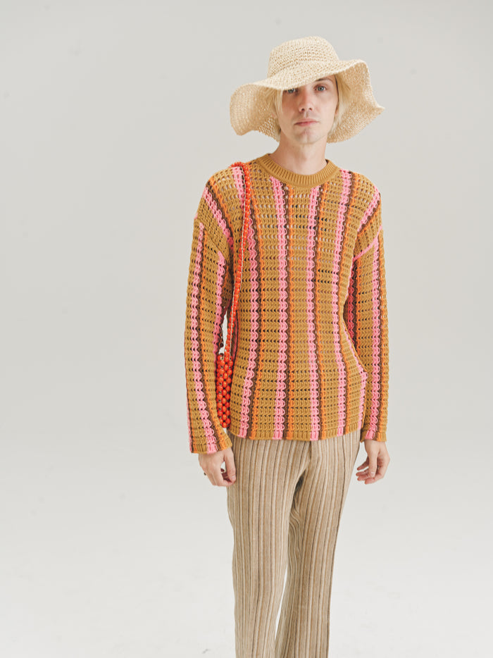 Orange Stripe Crochet Elton Jumper | CMMN SWDN | DEPARTAMENTO