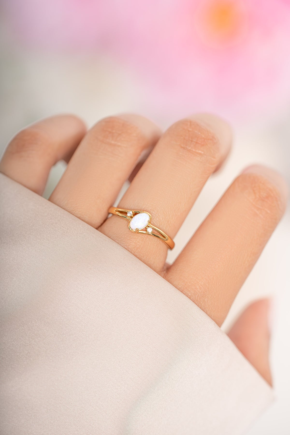 Small Oval Opal Ring