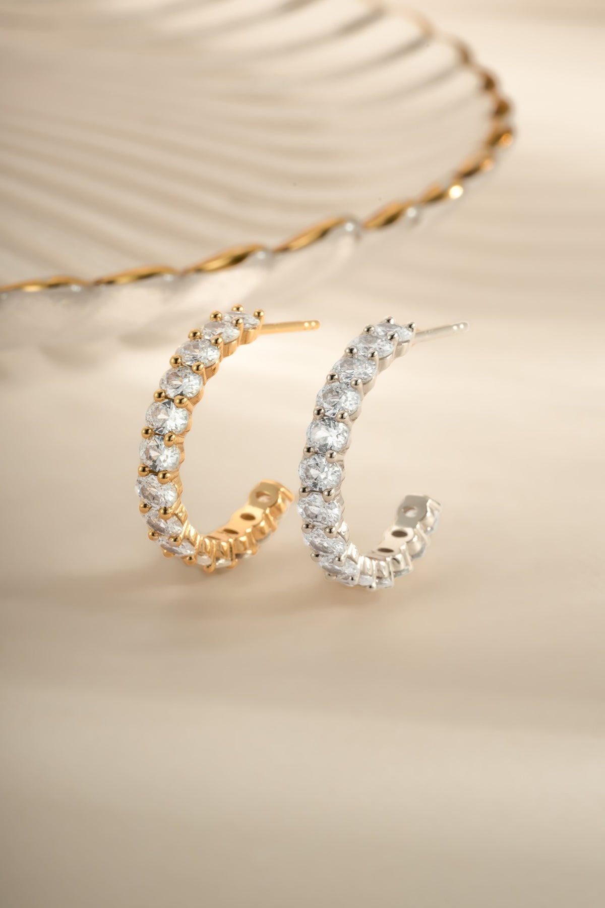 Oval Studded Hoop Earrings