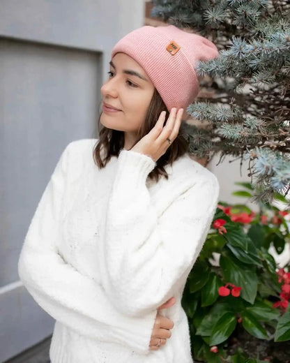 Patented H Stitch Cuffed Beanie, Pearl Pink