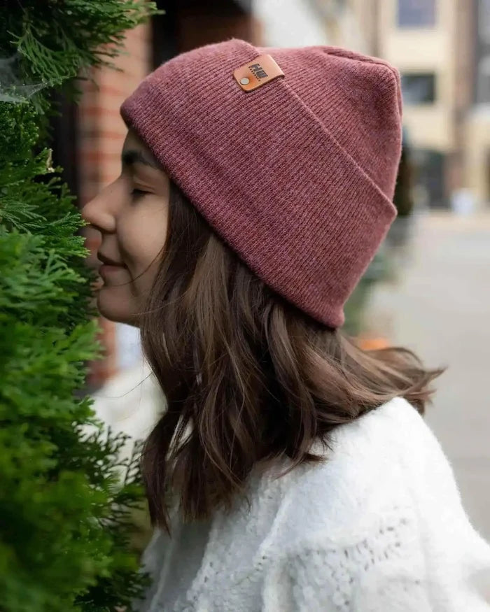 Patented H Stitch Cuffed Beanie, Rusty Burgundy