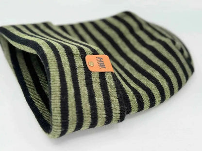 Patented H Stitch RoRo Cuffed Beanie, Black and Green