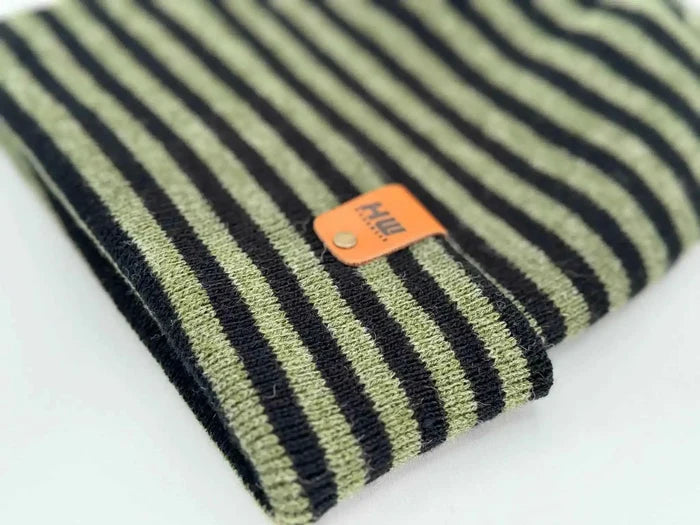 Patented H Stitch RoRo Cuffed Beanie, Black and Green