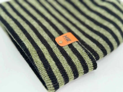 Patented H Stitch RoRo Cuffed Beanie, Black and Green