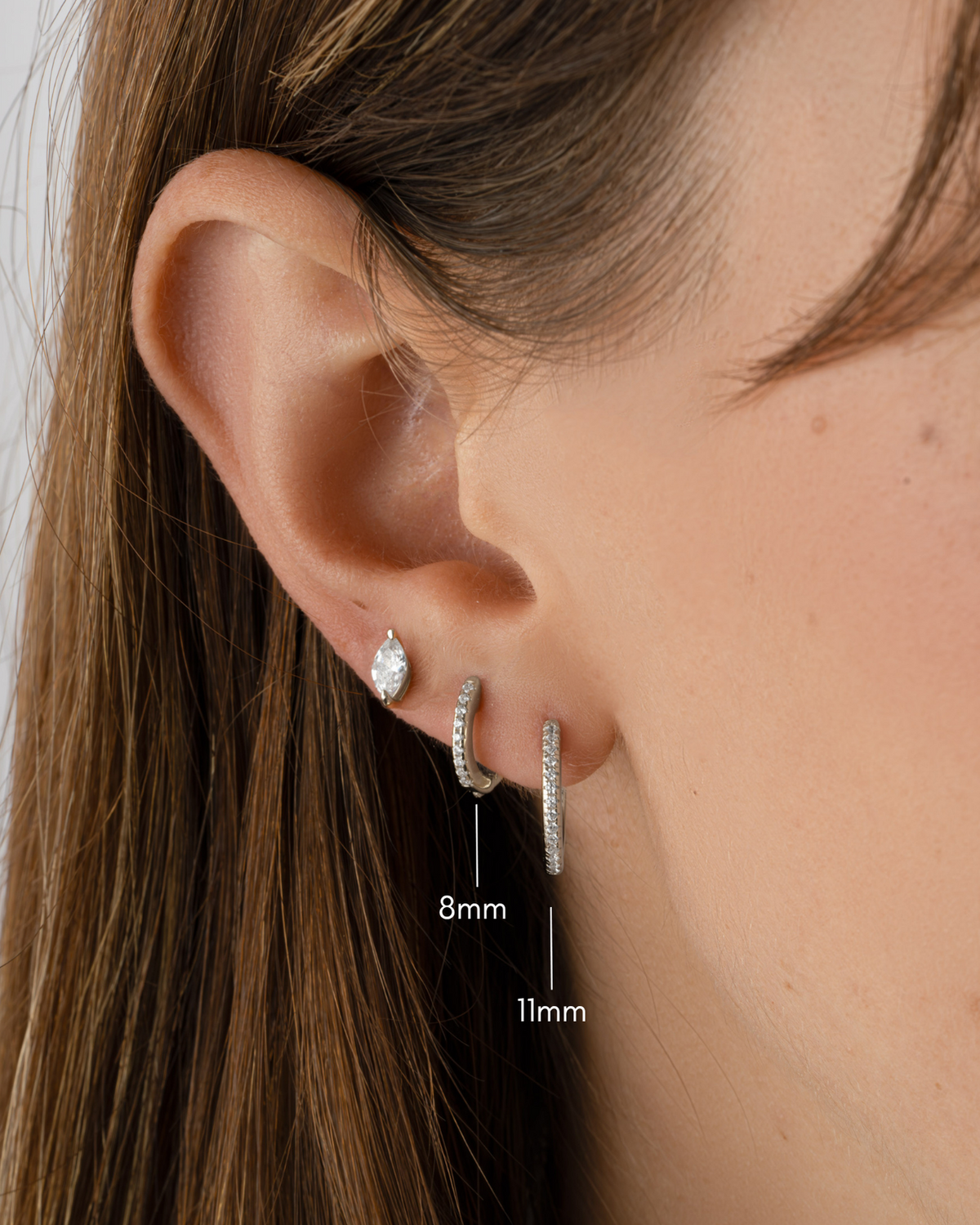 11mm Pavé Huggie Earrings (Two Sizes Available)