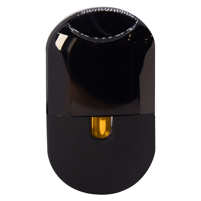 Front view of the Peach Panther Liquid Diamonds AIO Disposable Vape, showing a sleek, black, cylindrical device against a plain white background.