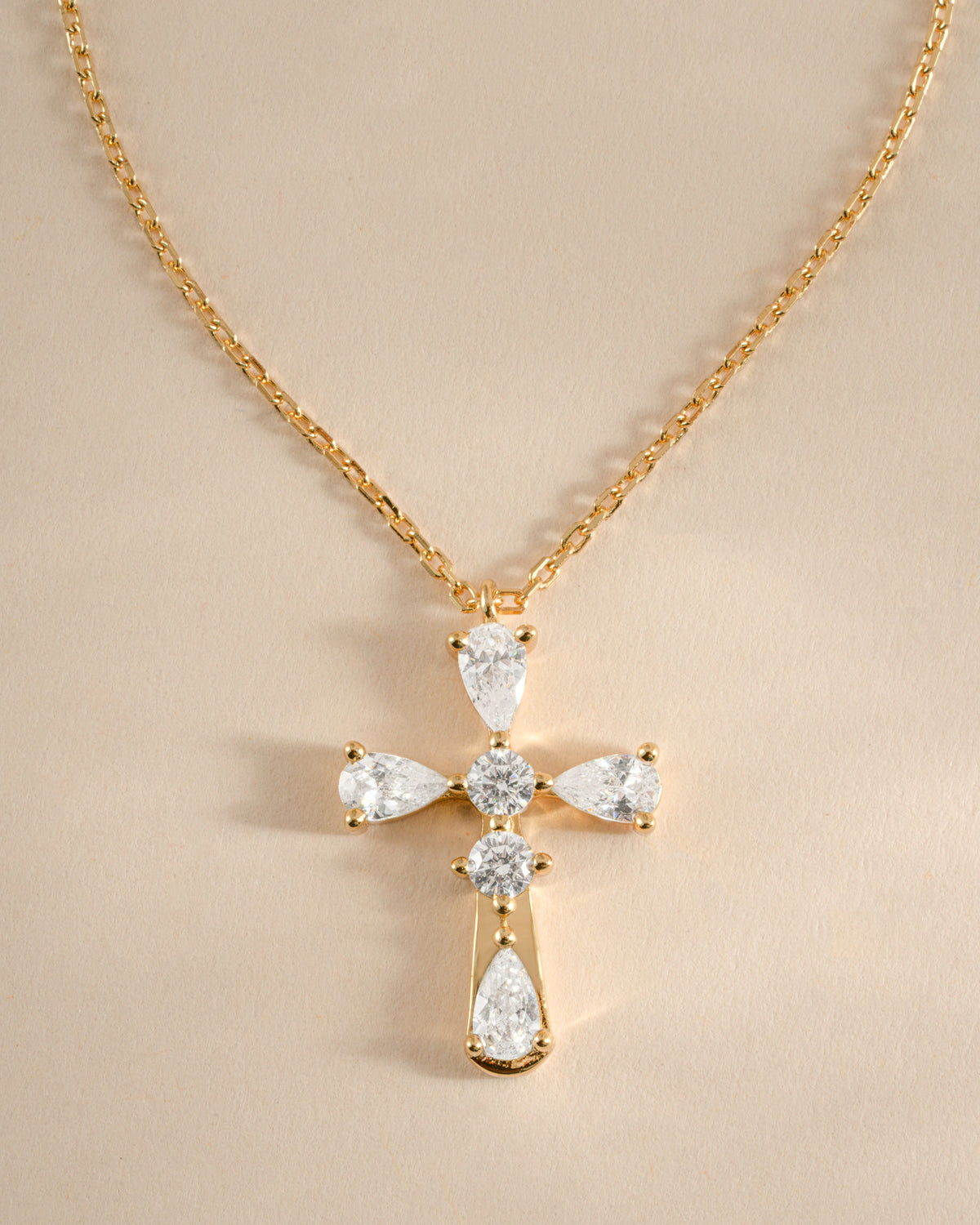 Pear Cut Cross Necklace