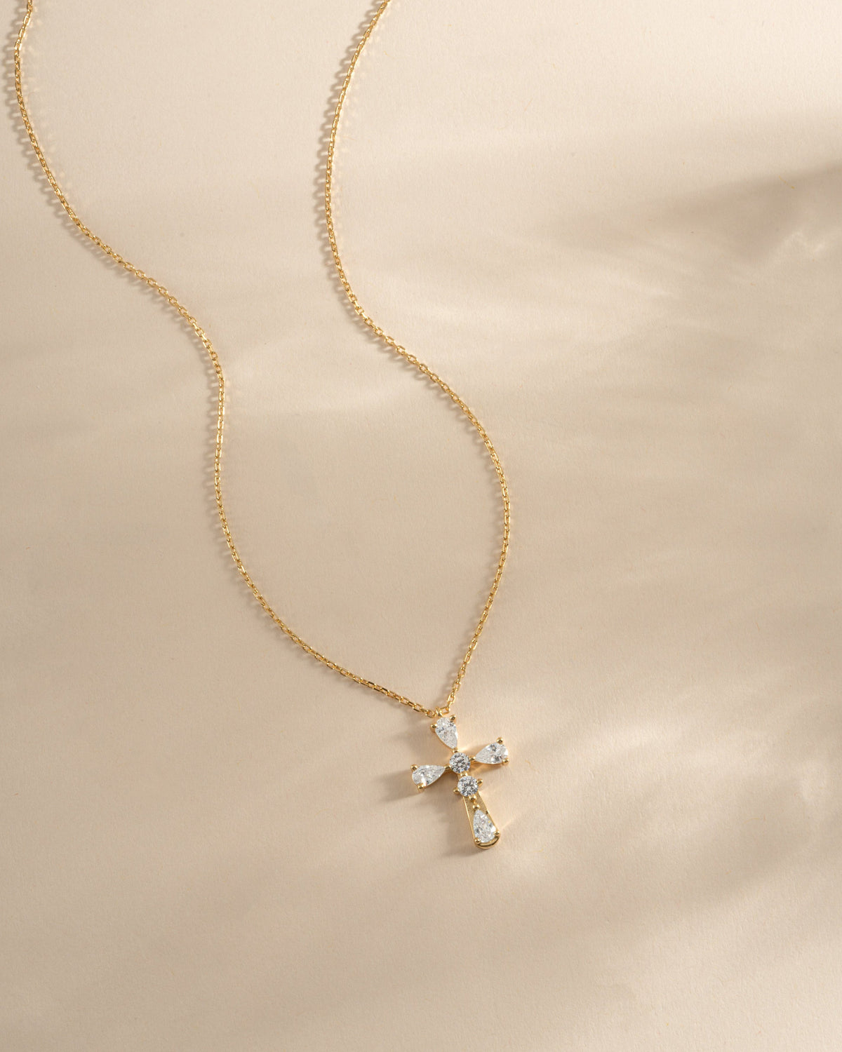 Pear Cut Cross Necklace