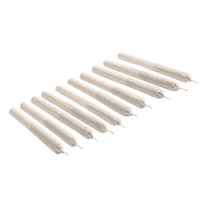 A top-down view of ten Pennywise Pre Rolled 0.35 g pre-rolls, neatly arranged on a plain white background.