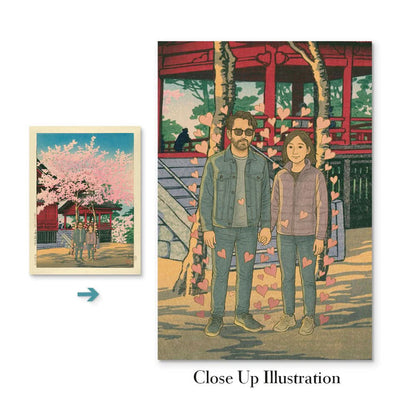 Personalised Japanese Art: Upload Your Photo & We'll Put You Beneath the Cherry Blossoms