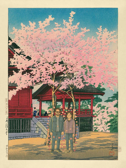 Personalised Japanese Art: Upload Your Photo & We'll Put You Beneath the Cherry Blossoms