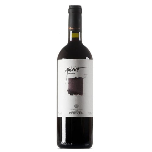 Pietracupa Taurasi 2015 red wine bottle with black capsule and front label
