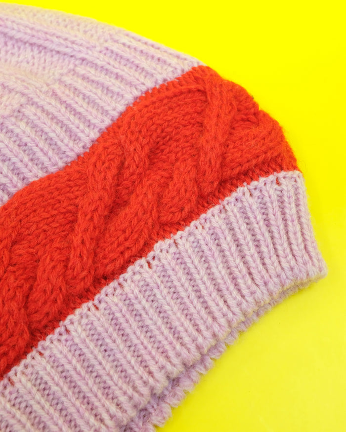 Pink & Red Merino Wool Aaron Knit Beanie | Edward Cuming | DEPARTAMENTO
