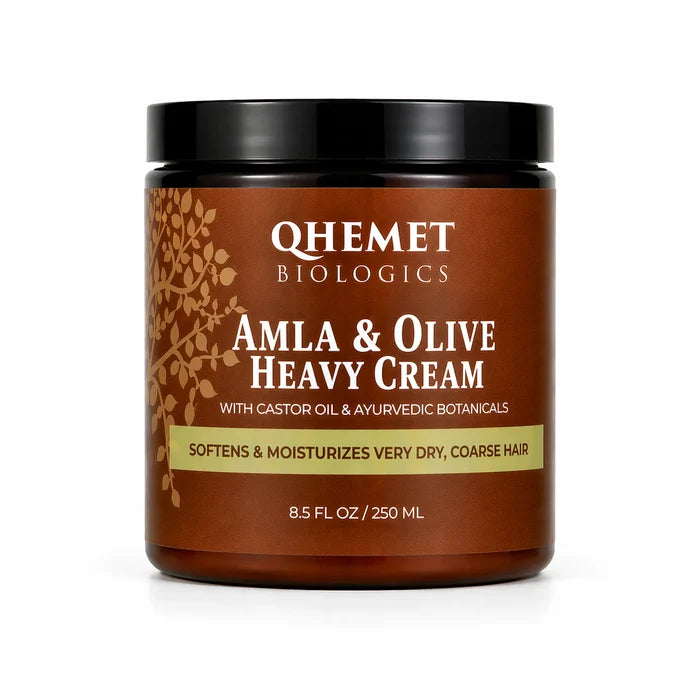 QHEMET BIOLOGICS Amla & Olive Heavy Cream jar on a white background