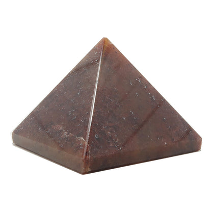 dark reddish orange aventurine polished into a pyramid
