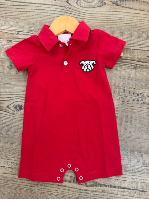 Red Bulldog Polo Romper