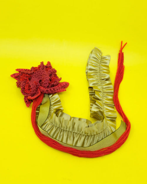 Red & Lilac Green Crying Flower Rosette Brooch | Edward Cuming | DEPARTAMENTO