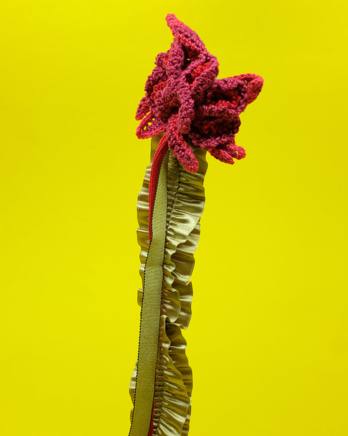 Red & Lilac Green Crying Flower Rosette Brooch | Edward Cuming | DEPARTAMENTO