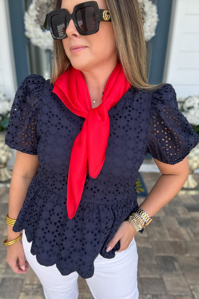 Red Silk Bandana - B Social Boutique
