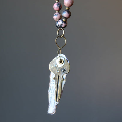 rhodonite key necklace
