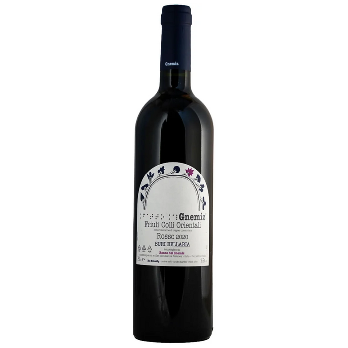 Red wine bottle with dark glass and front label