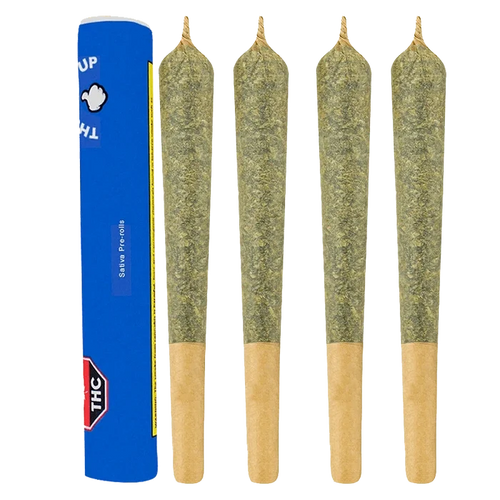 Rotating Sativa Pre Rolled 4 x 0.5 g pre-rolls displayed in a clean, vertical arrangement against a plain white background.