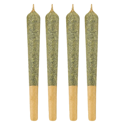 Rotating Sativa Pre Rolled 4 x 0.5 g joints displayed from a slight top-down angle against a plain white background.
