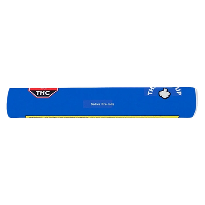 Rotating Sativa Pre Rolled 4 x 0.5 g pre-rolls are displayed against a white background, highlighting the packaging's bold design.