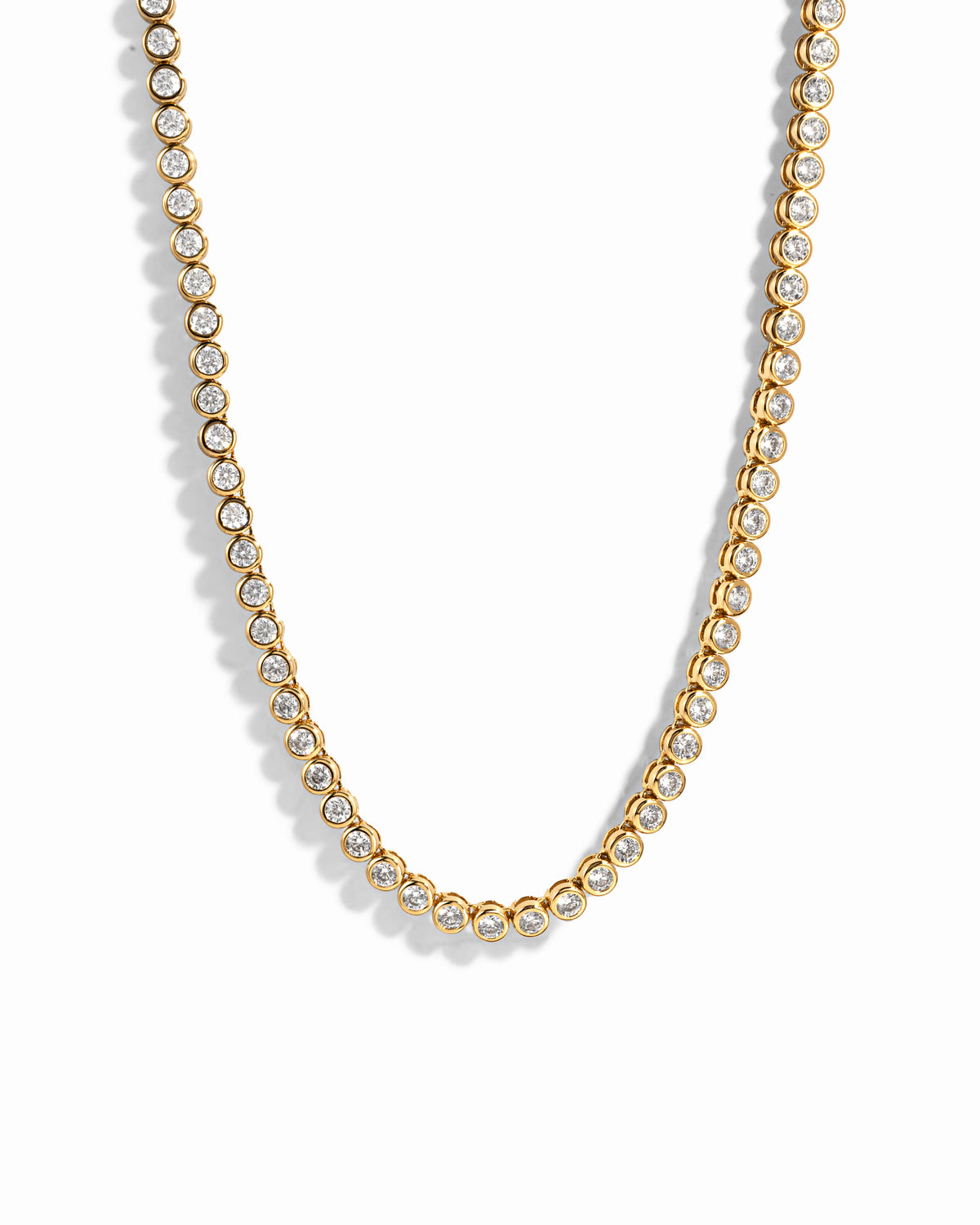 3mm Round Bezel Tennis Necklace