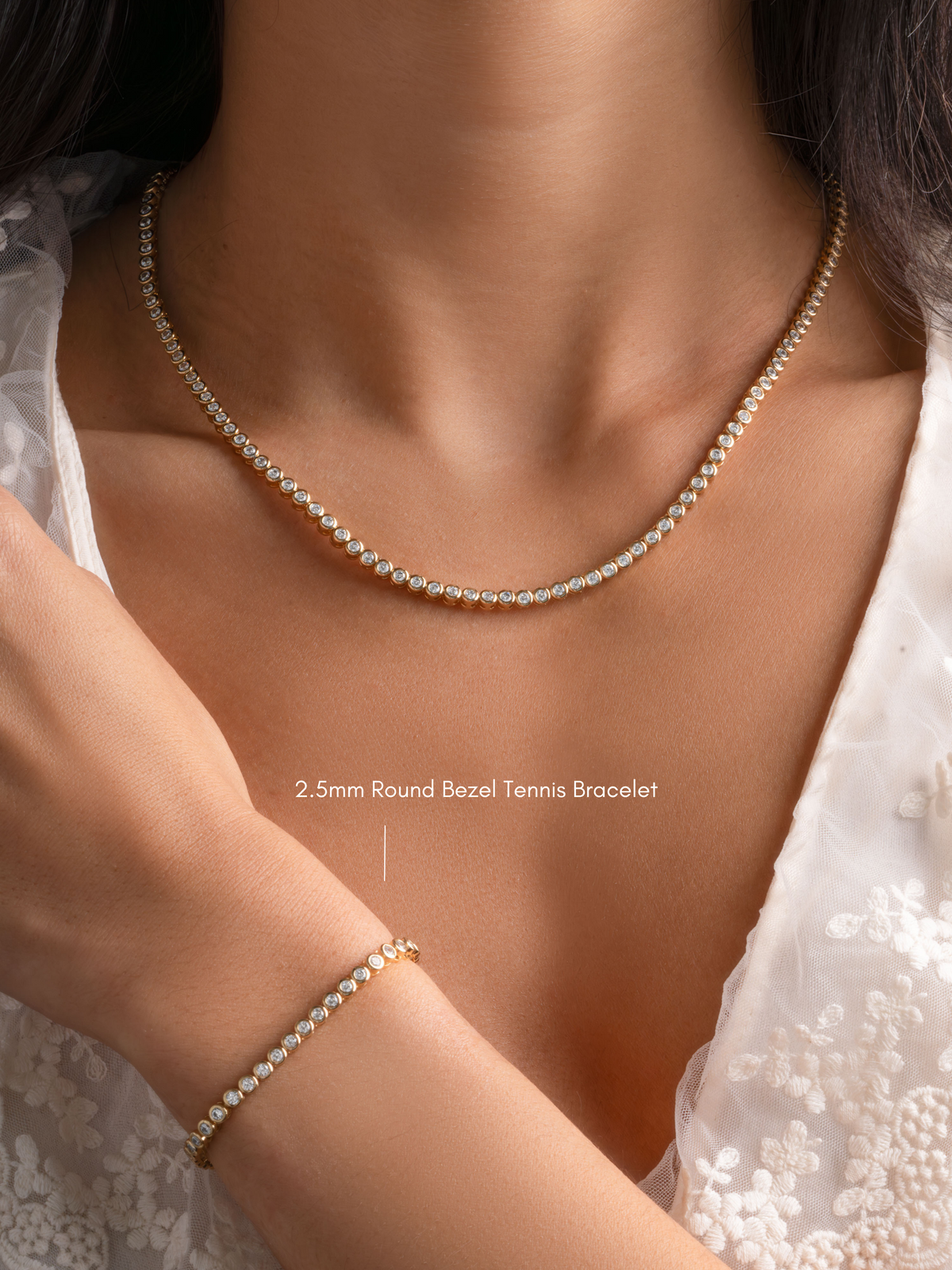 Round Bezel Tennis Necklace